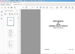 Ingersoll Rand VR-50 Telehandler (variable reach forklift) Parts Manual - PDF DOWNLOAD