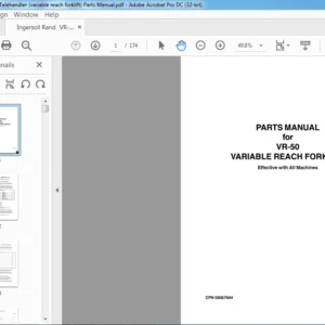 Ingersoll Rand  VR-50 Telehandler (variable reach forklift) Parts Manual - PDF DOWNLOAD