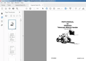 Ingersoll Rand VR-522 524 Telescopic Material Handler Parts Manual - PDF DOWNLOAD