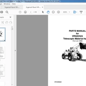 Ingersoll Rand VR-522 524 Telescopic Material Handler Parts Manual - PDF DOWNLOAD