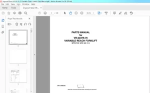 Ingersoll Rand VR-60 VR-70 Variable Reach Forklift Parts Manual - PDF DOWNLOAD