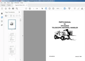Ingersoll Rand VR-642 636 Telescopic Material Handler Parts Manual - PDF DOWNLOAD