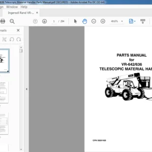 Ingersoll Rand VR-642 636 Telescopic Material Handler Parts Manual - PDF DOWNLOAD