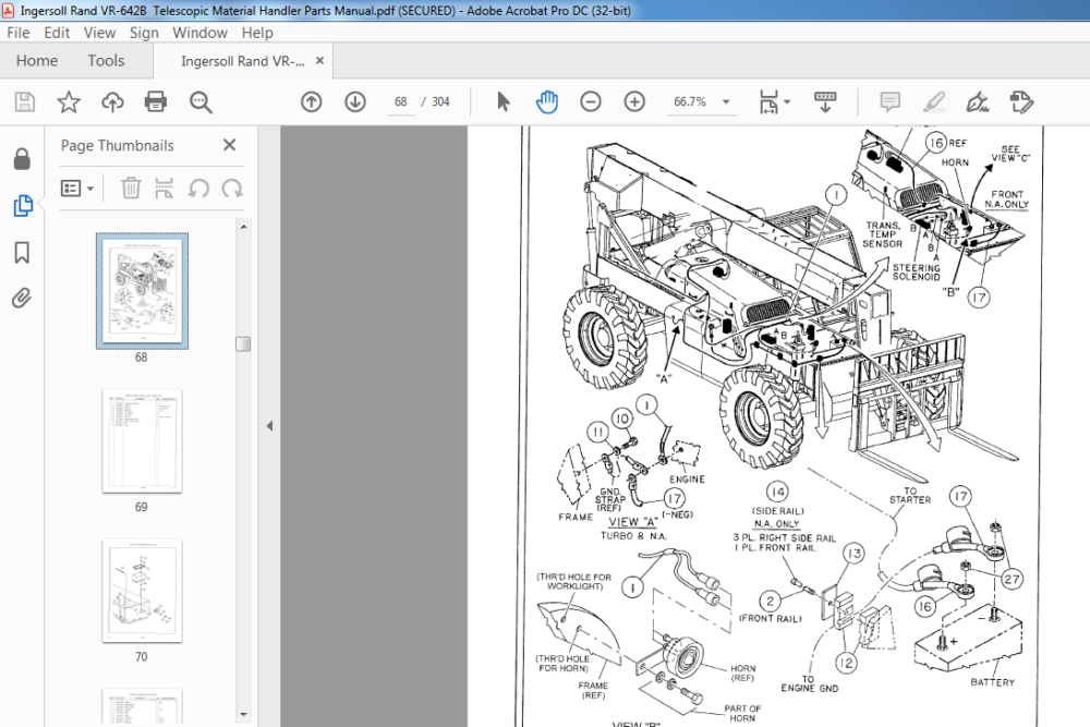 Ingersoll Rand VR-642B Telescopic Material Handler Parts Manual - PDF ...