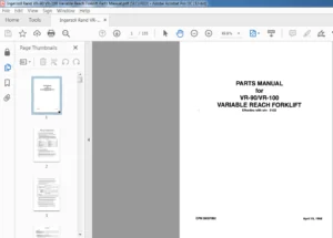 Ingersoll Rand VR-90 VR-100 Variable Reach Forklift Parts Manual - PDF DOWNLOAD