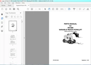Ingersoll Rand VR-90B Variable Reach Forklift Parts Manual - PDF DOWNLOAD