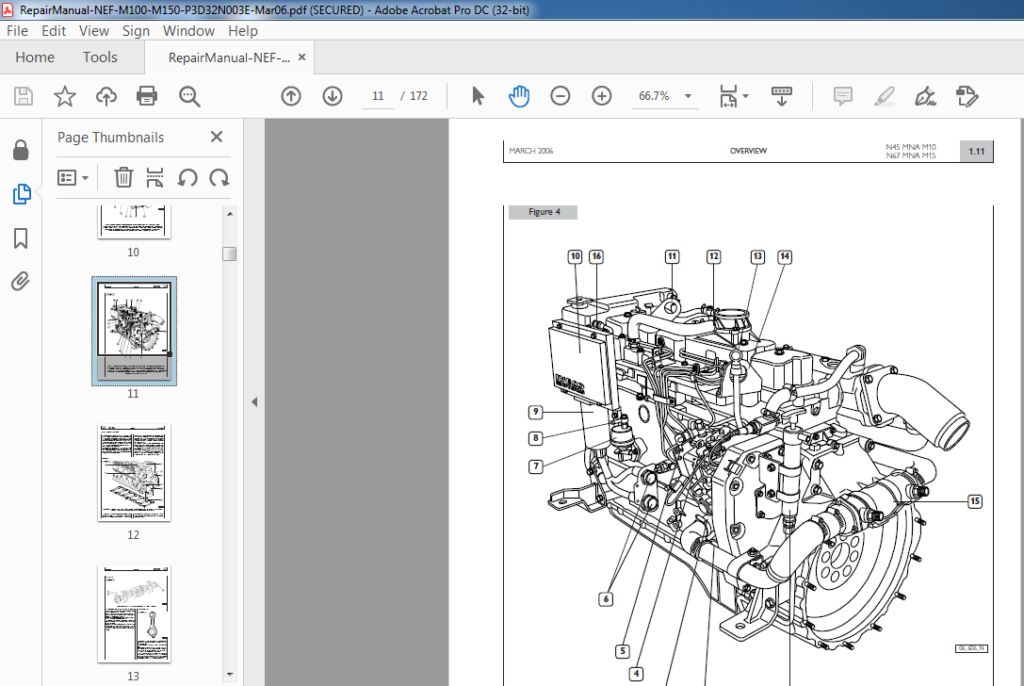 Iveco NEF Engine N45 MNA M10 N67 MNA M15 Technical & Repair Manual ...