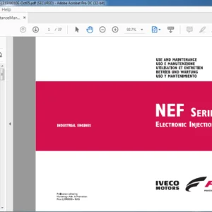 Iveco NEF Series Electronic Injection System industrial Engine Use & Maintenance Manual - PDF DOWNLOAD