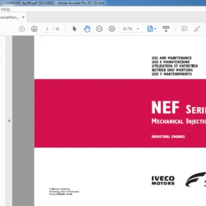 Iveco NEF Series Mechanical Injection System industrial Engine Use & Maintenance Manual - DOWNLOAD
