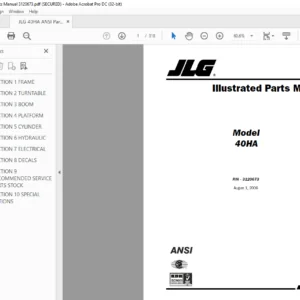 JLG 40HA ANSI Parts Manual Pn 3120673 - PDF DOWNLOAD