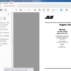 JLG G5-18A 2505H Telehandler Engine Parts Manual - PDF DOWNLOAD