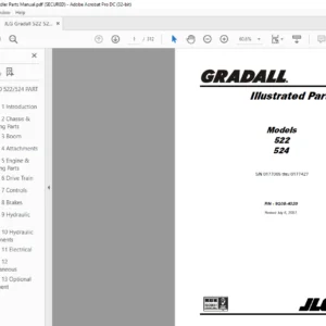 JLG Gradall 522 524 Telehandler Parts Manual - PDF DOWNLOAD