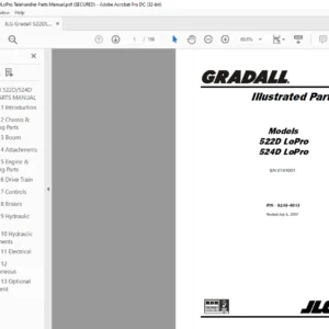 JLG Gradall 522DLoPro 524DLoPro Telehandler Parts Manual - PDF DOWNLOAD