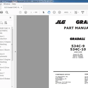 JLG GRADALL 534C-9 & 534C-10 Telehandler Parts Manual - PDF DOWNLOAD