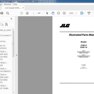 JLG GRADALL 534D-9 534D-10 Telehandler Parts Manual - PDF DOWNLOAD