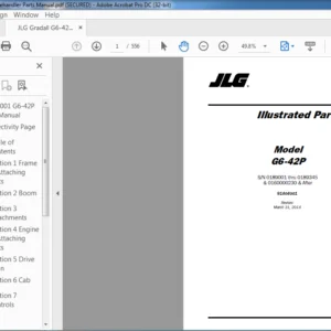 JLG GRADALL  G6-42P Telehandler Parts Manual - PDF DOWNLOAD