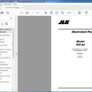 JLG TF6-42 Telehandler Parts Manual - PDF DOWNLOAD