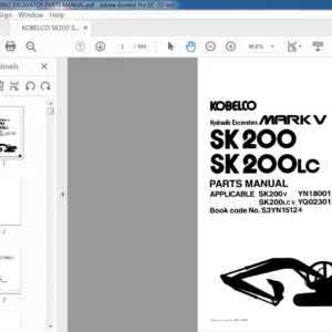 KOBELCO SK200 SK200LC EXCAVATOR PARTS MANUAL - PDF DOWNLOAD