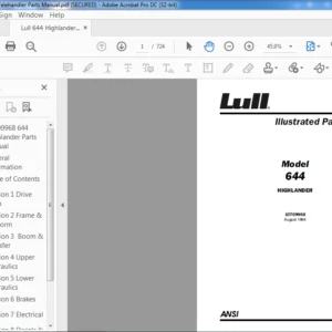Lull 644 Highlander Telehandler Parts Manual - PDF DOWNLOAD