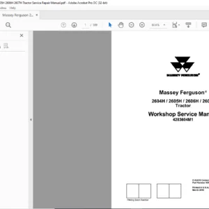 Massey Ferguson 2604H 2605H 2606H 2607H Tractor Service Manual - PDF DOWNLOAD