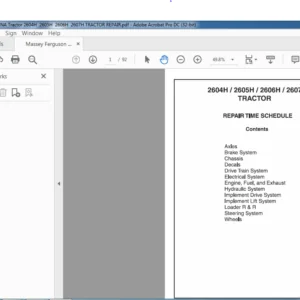 Massey Ferguson 2604H 2605H 2606H 2607H Tractors Repair Time Schedule Manual - PDF DOWNLOAD