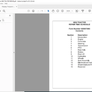 Massey Ferguson 2605 Tractor Repair Time Schedule Manual - PDF DOWNLOAD