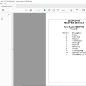 Massey Ferguson 2615 Tractor Repair Time Schedule Manual - PDF DOWNLOAD