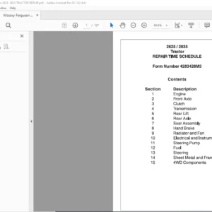 Massey Ferguson 2625 2635 Tractor Repair Time Schedule Manual  - PDF DOWNLOAD