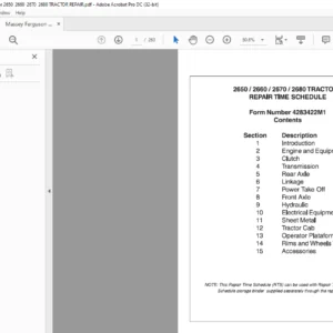 Massey Ferguson 2650 2660 2670 2680 Tractors Repair Time Schedule Manual - PDF DOWNLOAD