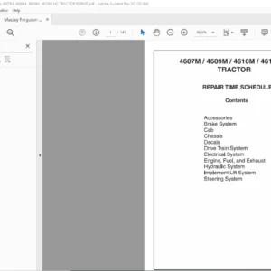 Massey Ferguson 4607M 4609M 4610M 4610M HC Tractor Repair Time Schedule Manual - PDF DOWNLOAD