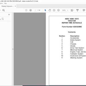 Massey Ferguson 4608 4609 4610 Tractor Repair Time Schedule Manual - PDF DOWNLOAD