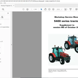 Massey Ferguson 5400 Series Tractors Service Manual - PDF DOWNLOAD