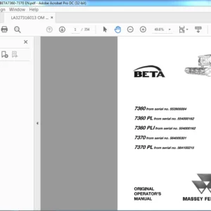 Massey Ferguson 7360 7360 PL 7360PLI 7370 7370 PL BETA Operator's Manual - PDF DOWNLOAD