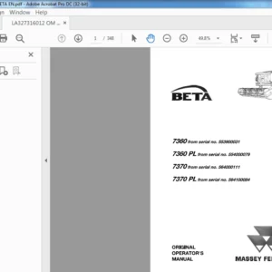 Massey Ferguson 7360 7360 PL 7370 7370 PL BETA Operator's Manual - PDF DOWNLOAD