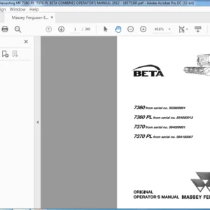 Massey Ferguson 7360 7360 PL 7370 7370 PL BETA Operator's Manual - PDF DOWNLOAD