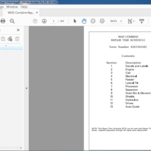Massey Ferguson 9695 Combine Repair Time Schedule Manual - PDF DOWNLOAD