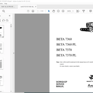Massey Ferguson BETA7360 BETA7360 PL BETA7370 BETA7370 PL Service Manual - PDF DOWNLOAD