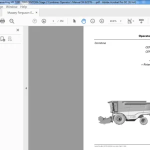 Massey Ferguson Centora 7280 Centora 7282 Combine Operator's Manual - PDF DOWNLOAD