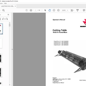 Massey Ferguson EU Harvesting 18-25ft PowerFlow Cutting Table Operator's Manual - PDF DOWNLOAD