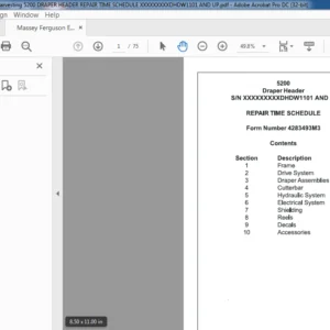 Massey Ferguson EU Harvesting 5200 Draper Header Repair Time Schedule Manual - PDF DOWNLOAD