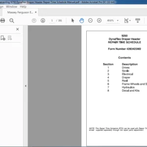 Massey Ferguson EU Harvesting 9250 DynaFlex Draper Header Repair Time Schedule Manual - PDF DOWNLOAD