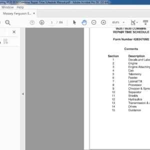 Massey Ferguson EU Harvesting 9520 9530 Combine Repair Time Schedule Manual - PDF DOWNLOAD