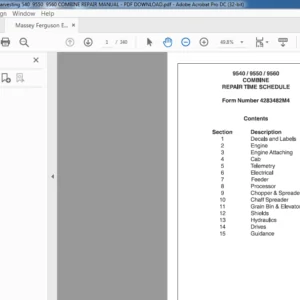 Massey Ferguson EU Harvesting 9540 9550 9560 Combine Repair Time Schedule Manual - PDF DOWNLOAD