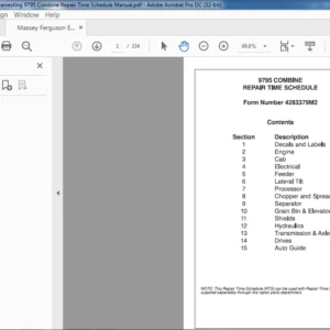 Massey Ferguson EU Harvesting 9795 Combine Repair Time Schedule Manual - PDF DOWNLOAD