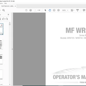 Massey Ferguson EU Harvesting MF WR9700 Series WR9735 WR9740 WR9760 WR9770 Operator's Manual