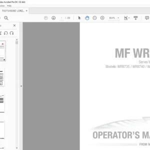 Massey Ferguson EU Harvesting MF WR9700 Series WR9735 WR9740 WR9760 WR9770 Operator's Manual