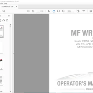 Massey Ferguson EU Harvesting MF WR9800 Series WR9840 WR9860 WR9870 Windrower Operator's Manual
