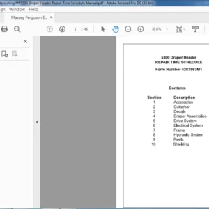 Massey Ferguson EU Harvesting MF5300 Draper Header Repair Time Schedule Manual - PDF DOWNLOAD