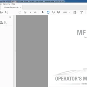 Massey Ferguson EU Harvesting MF9200 Series 9250 Draper Header Operator's Manual - PDF DOWNLOAD