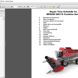 Massey Ferguson EU Harvesting MF9280 Delta Combine Series Repair Time Schedule Manual - PDF DOWNLOAD